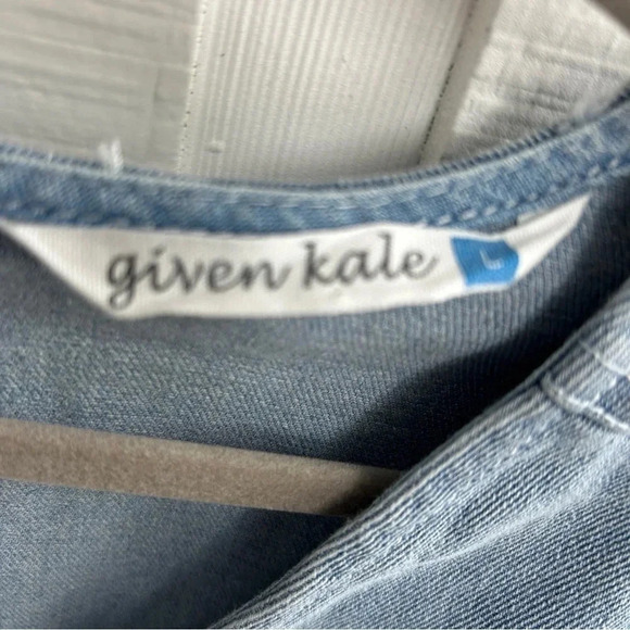 Prairie Cottagecore Denim Cotton Short Sleeved V-Neck Wrap Bust Midi Dress / M - Picture 5 of 10